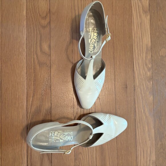 Salvatore Ferragamo Shoes - Vintage Ferragamo T-Strap Heels.